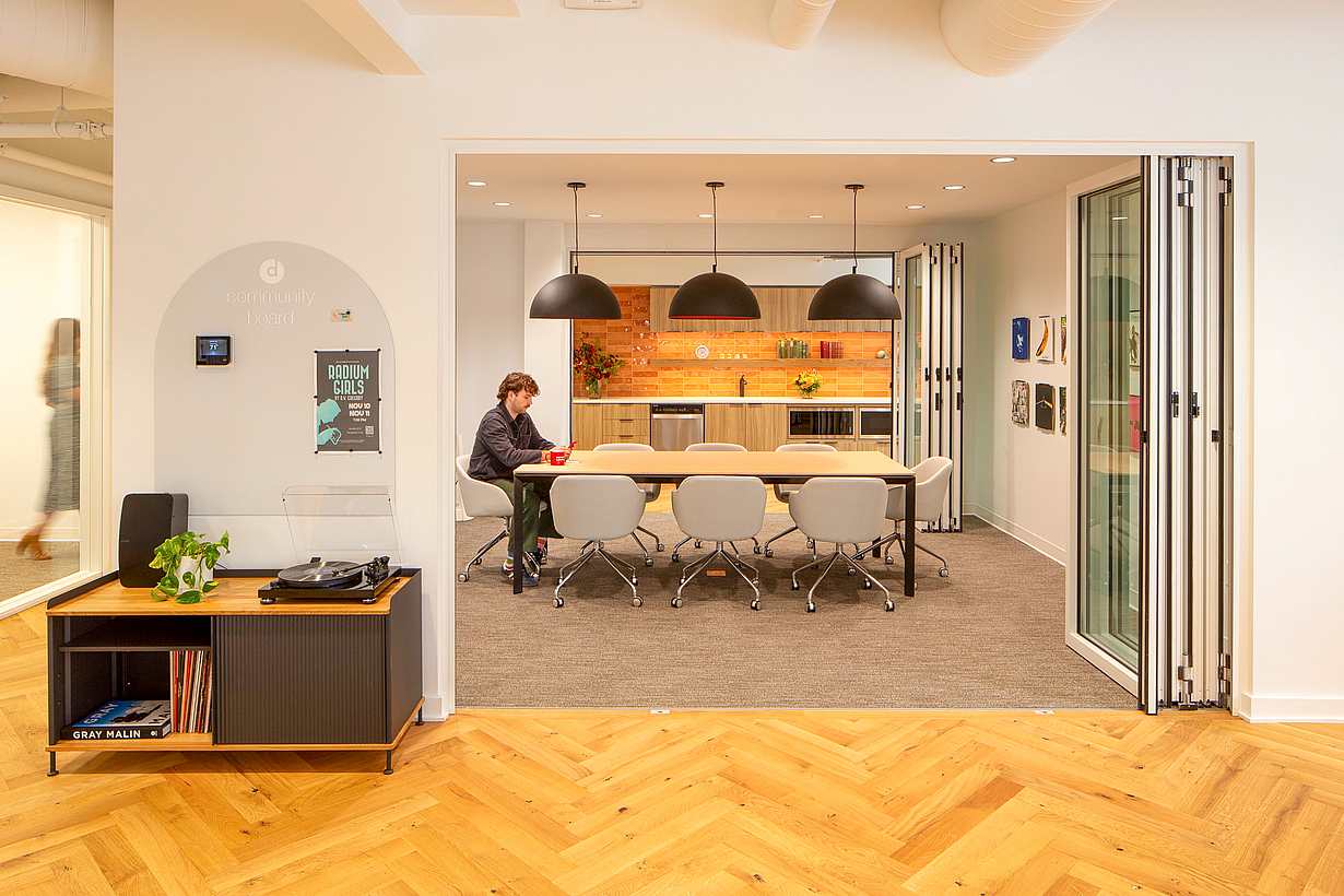 Dundee Bank office with NanaWall NW Acoustical 645 glass partitions separating private offices and conference rooms
