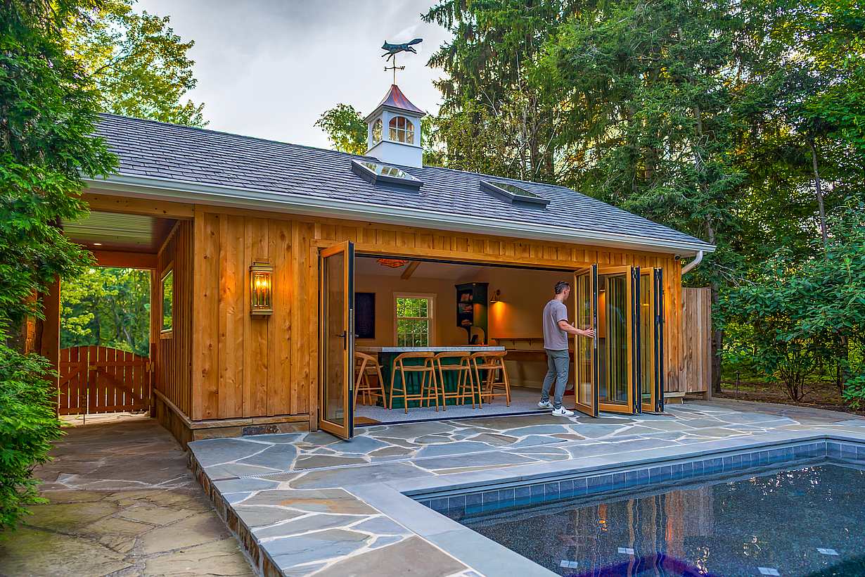 Wood folding patio doors