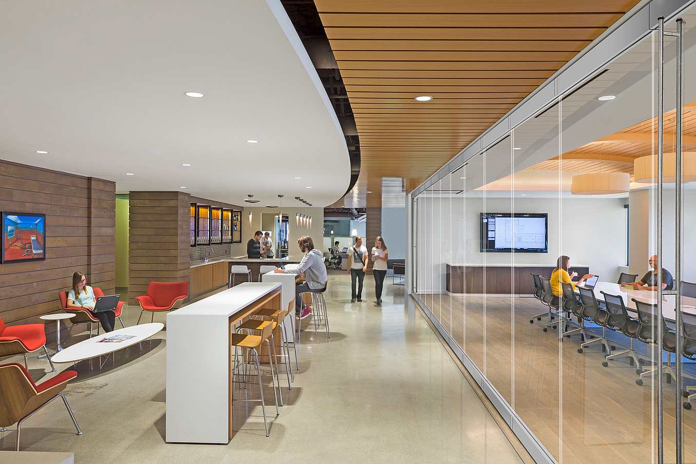 Commercial office space - large opening with acoustical all glass walls