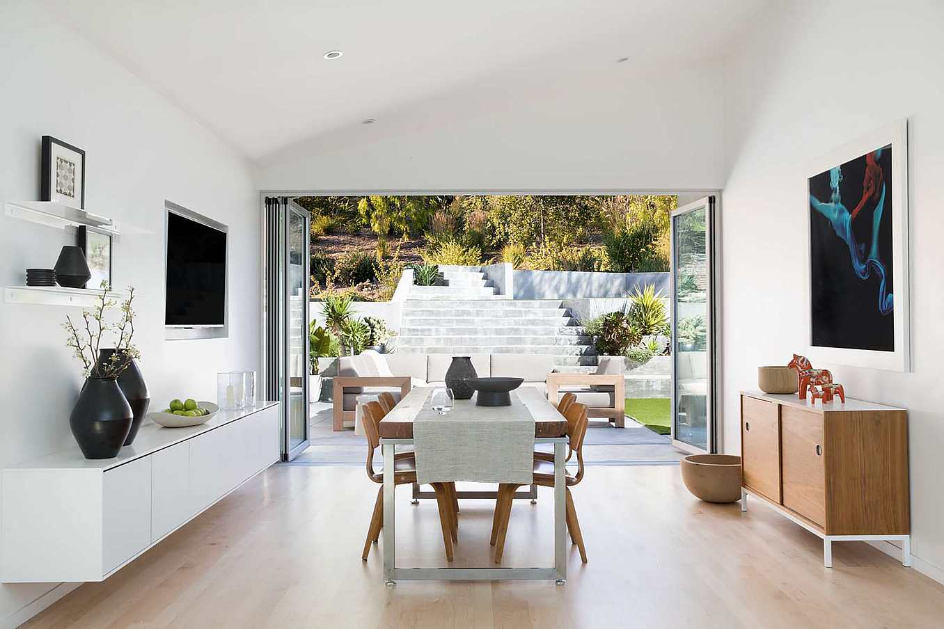 Modern Home with Open Glass Doors - Folding