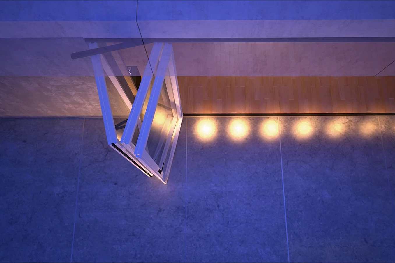 NanaWall FoldFlat 180° configuration allows folding glass wall panels to fold flat against the wall when fully open