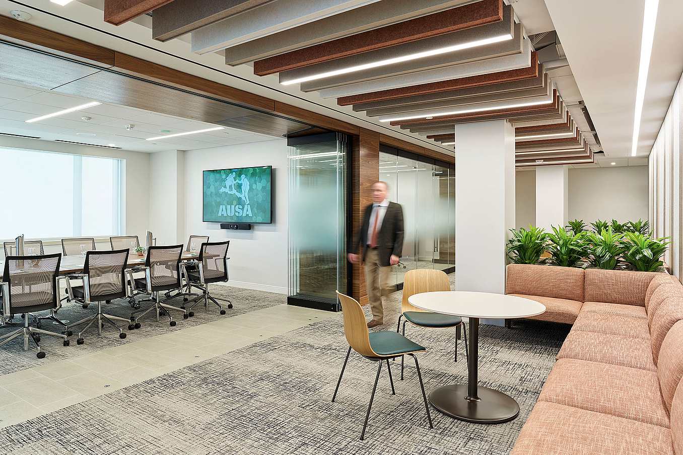 Modern Conference Room with Large Glass Walls - Office Interior