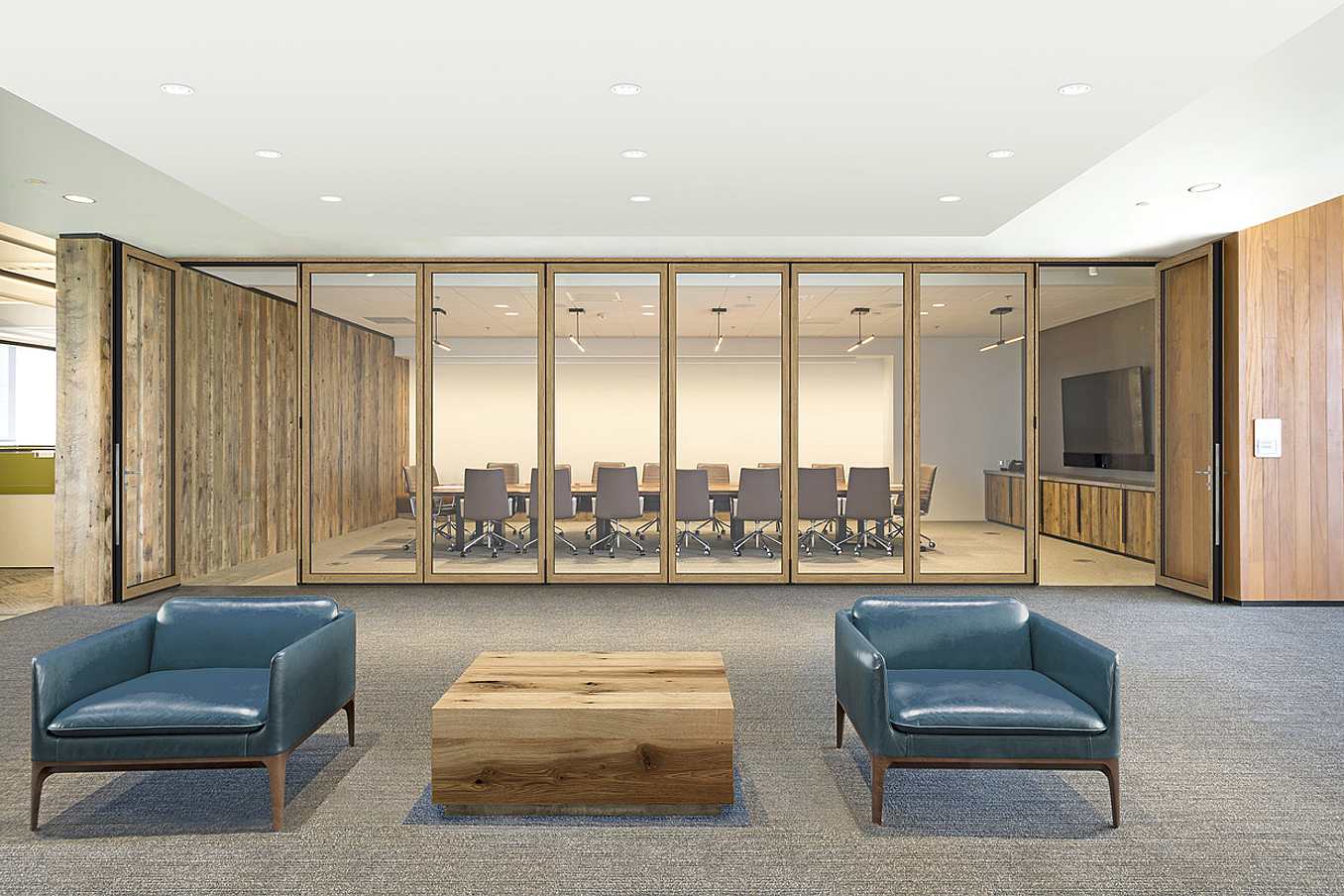 NW Acoustical 545 Office Folding Glass Walls - Closed Interior Day View