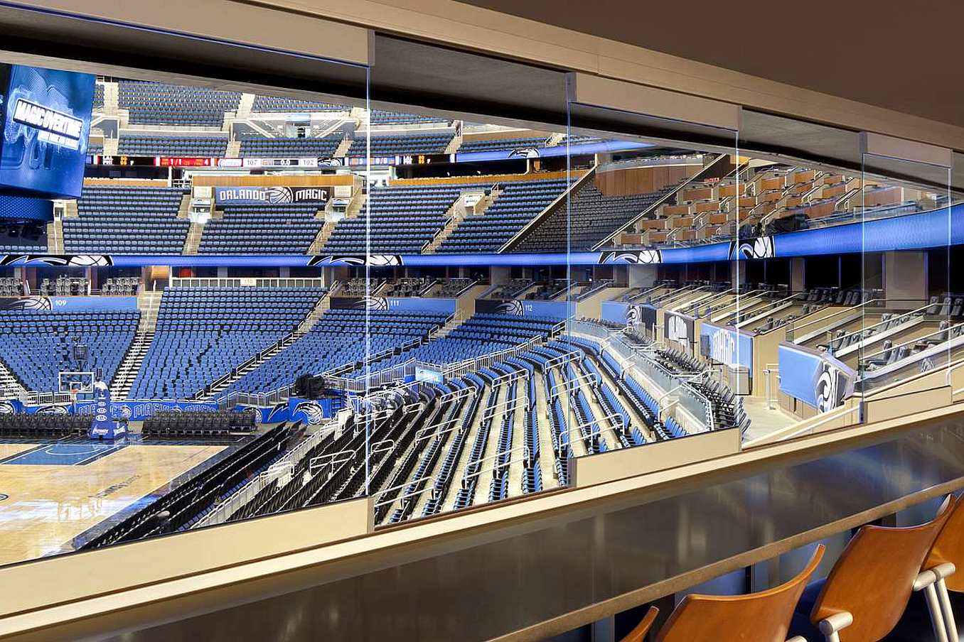 Commercial Sliding Glass Walls at Orlando Magic Stadium Arena - Opening Interior