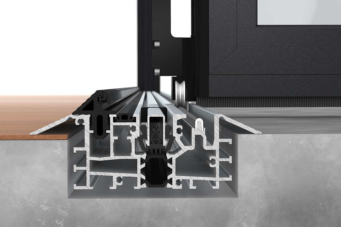 NanaWall Low Profile Saddle Sill with UnverSil Insert : Thermally broken, provided with high heel resistant insert