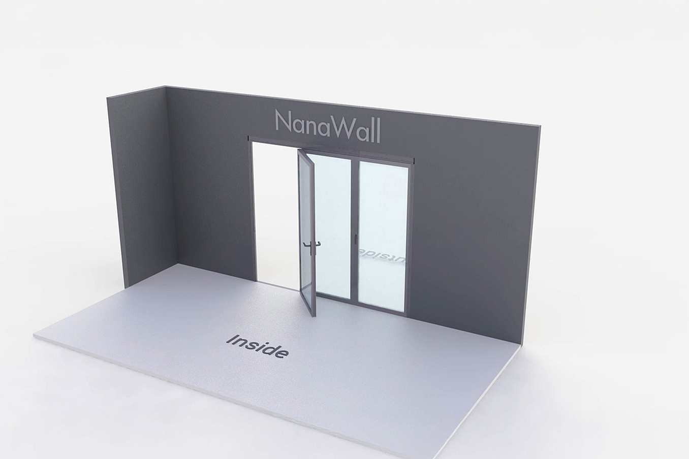 NanaWall three-panel folding glass door, inward opening; 3 panels folding right (i3R)