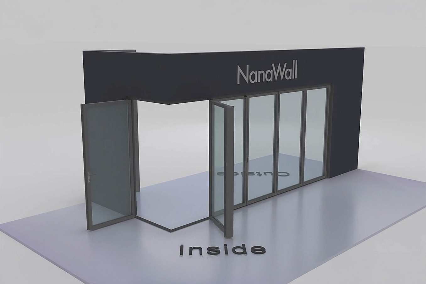NanaWall open-corner configuration: 6-panel folding glass door, inward opening; 1 panel folds left and 5 panels fold right (i1L5R)