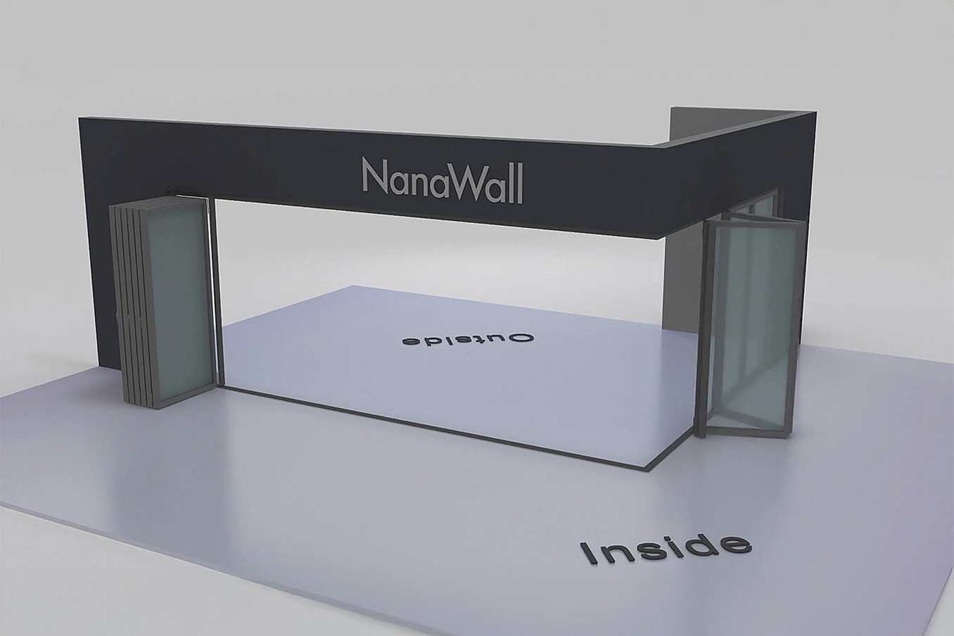 NanaWall open-corner configuration: 10-panel folding glass door, inward opening; 6 panels fold left and 4 panels fold right (i6L4R)