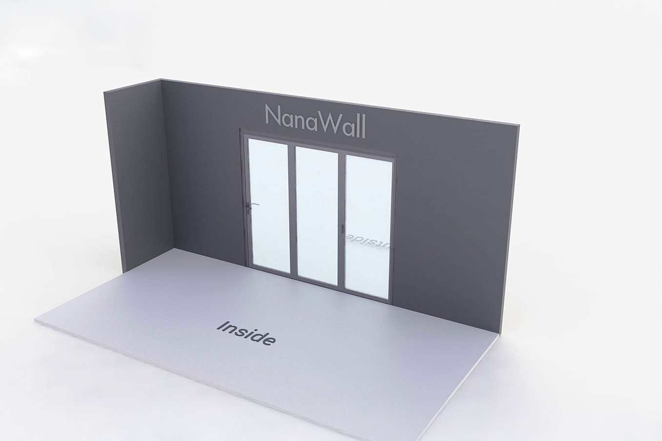 NanaWall standard configuration: 3-panel folding glass door, outward opening; 3 panels fold right (o3R)