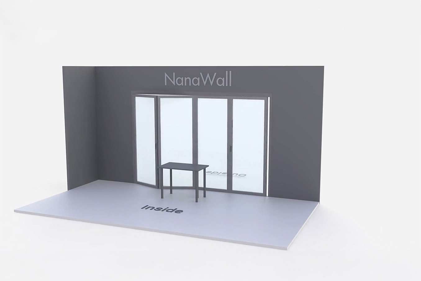 NanaWall Fourfold configuration: 4-panel folding glass door, inward opening; 4-panel set folds left/right (i4LR)