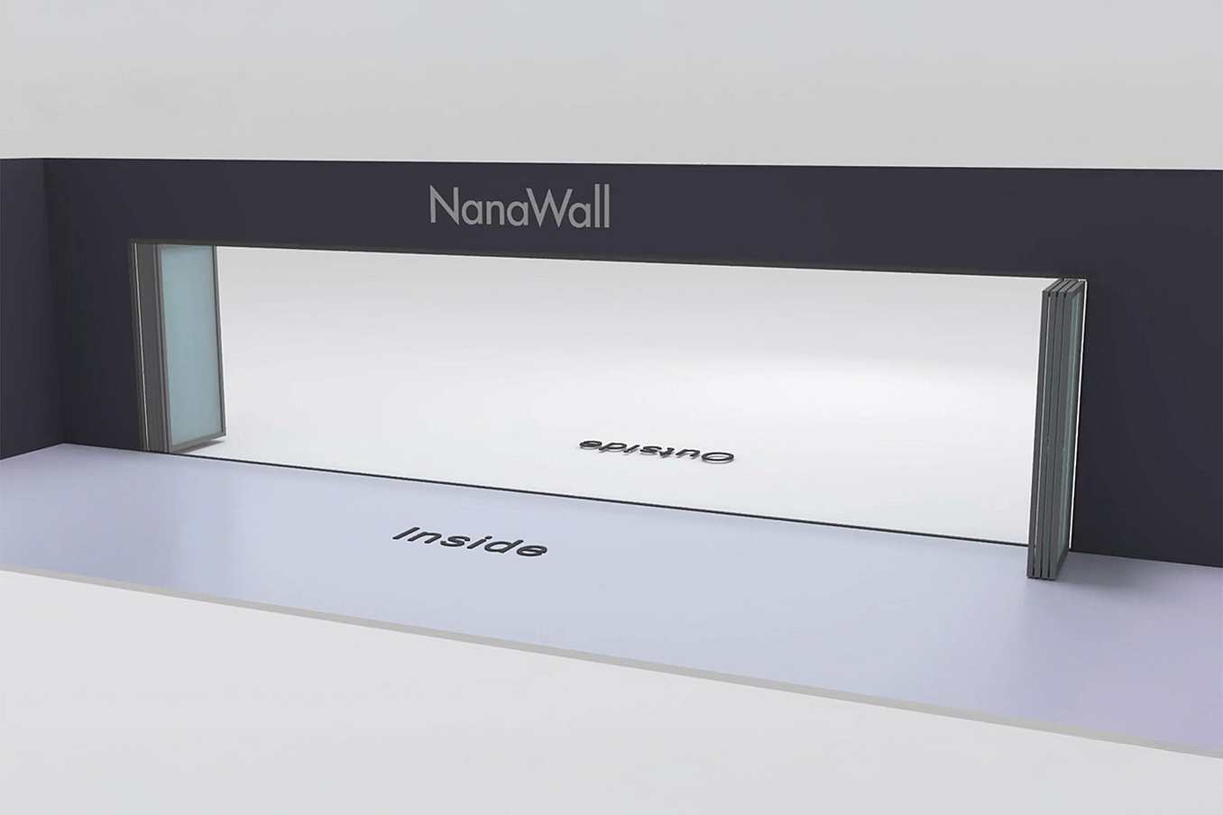NanaWall inward/outward combination: 10-panel folding glass door; 6 panels open outward to the left and 4 panels open inward to the right (o6L, i4R)