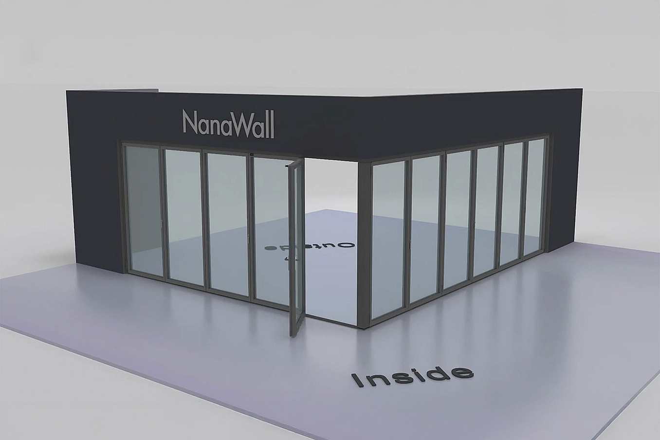 NanaWall open-corner configuration: 11-panel folding glass door, inward opening; 5 panels fold left and 6 panels fold right (i5L6R)