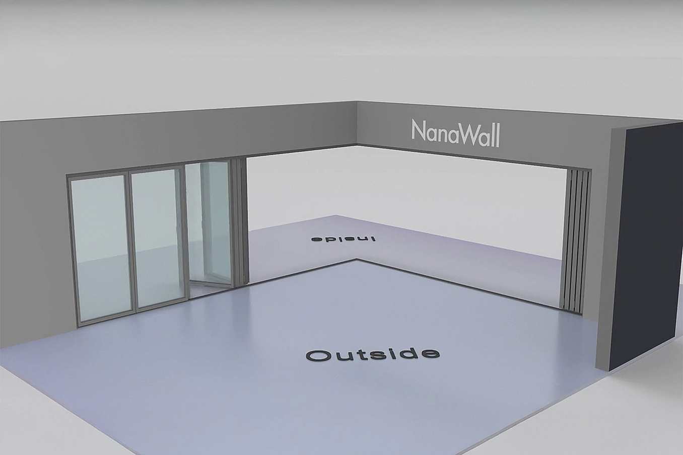 NanaWall open-corner configuration: 11-panel folding glass door, inward opening; 5 panels fold left and 6 panels fold right (i5L6R)