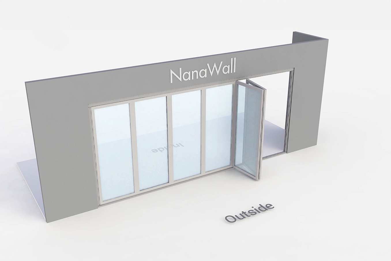 NanaWall standard configuration: 6-panel folding glass door, outward opening; 6 panels fold right (o6R)