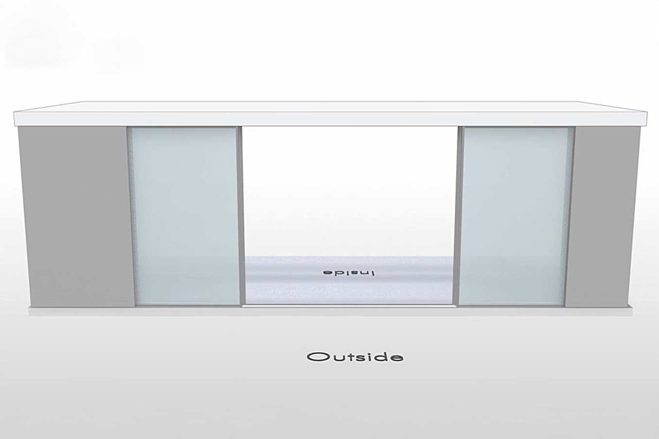 NanaWall CERO non-pocketing configuration: sliding glass wall with two center panels sliding open and fixed panels on both sides (OXXO)