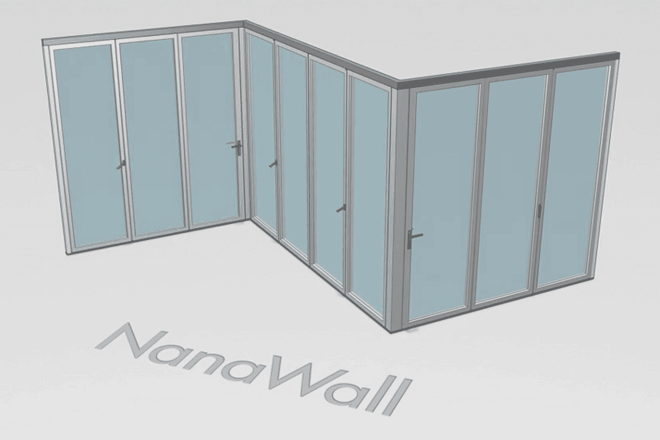 NanaWall specialty configuration: Z-shaped folding glass door system creating a three-sided corner opening