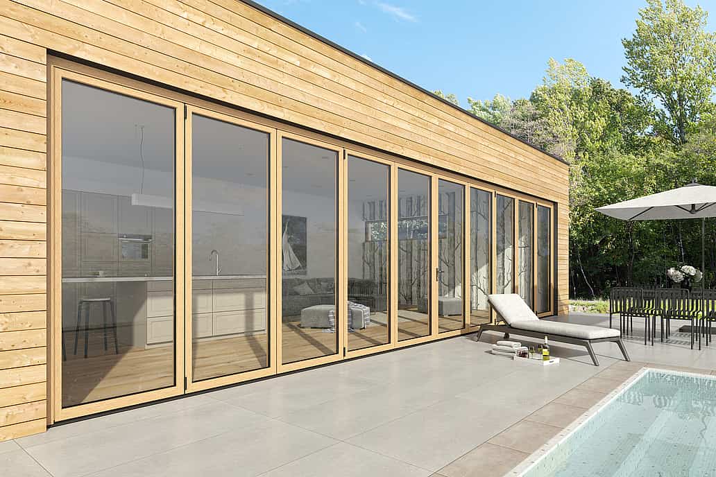 NanaWall Mountain Pool House Folding Glass Walls Closed