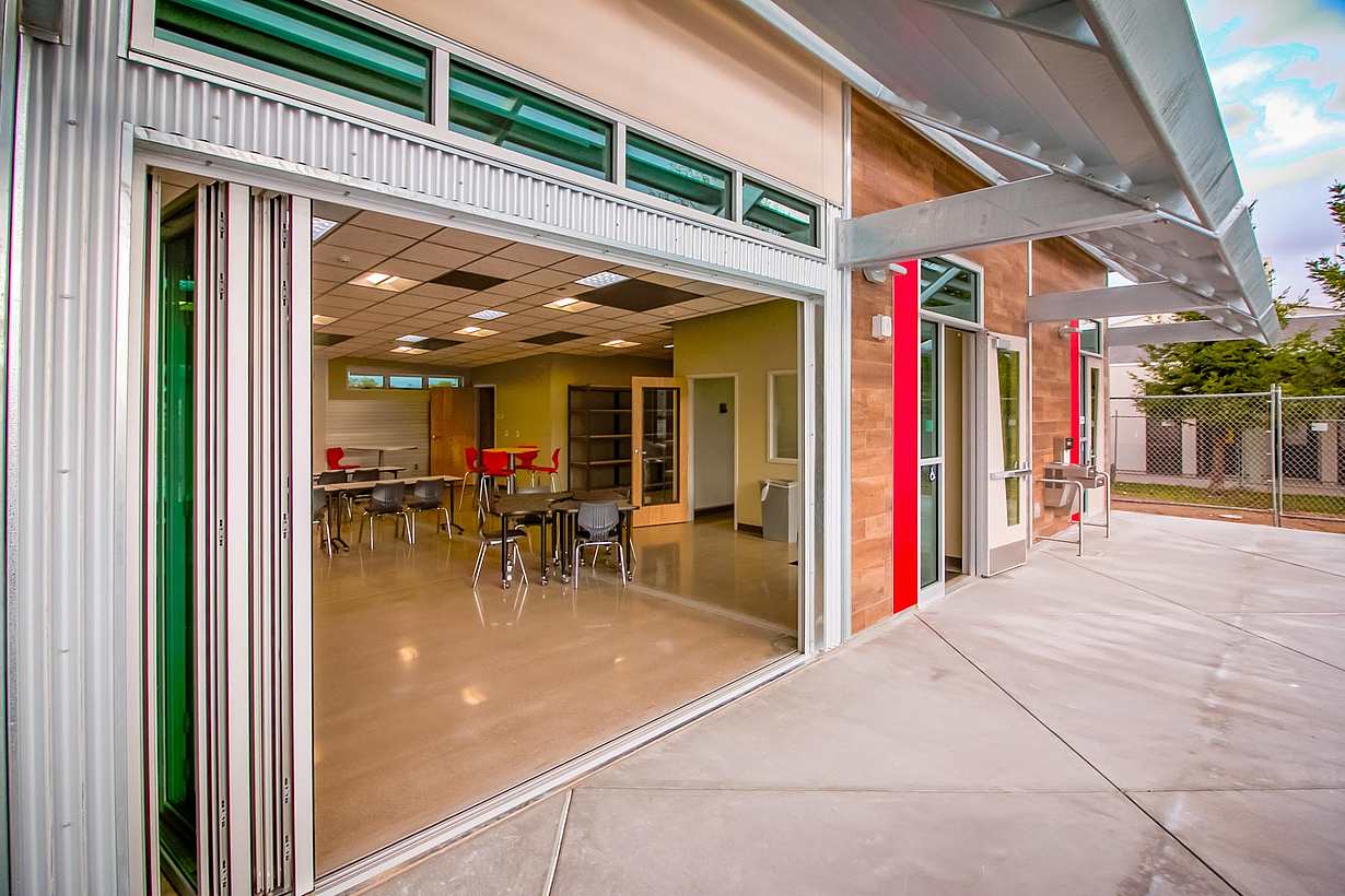 STEM classroom design exterior and interior glass walls