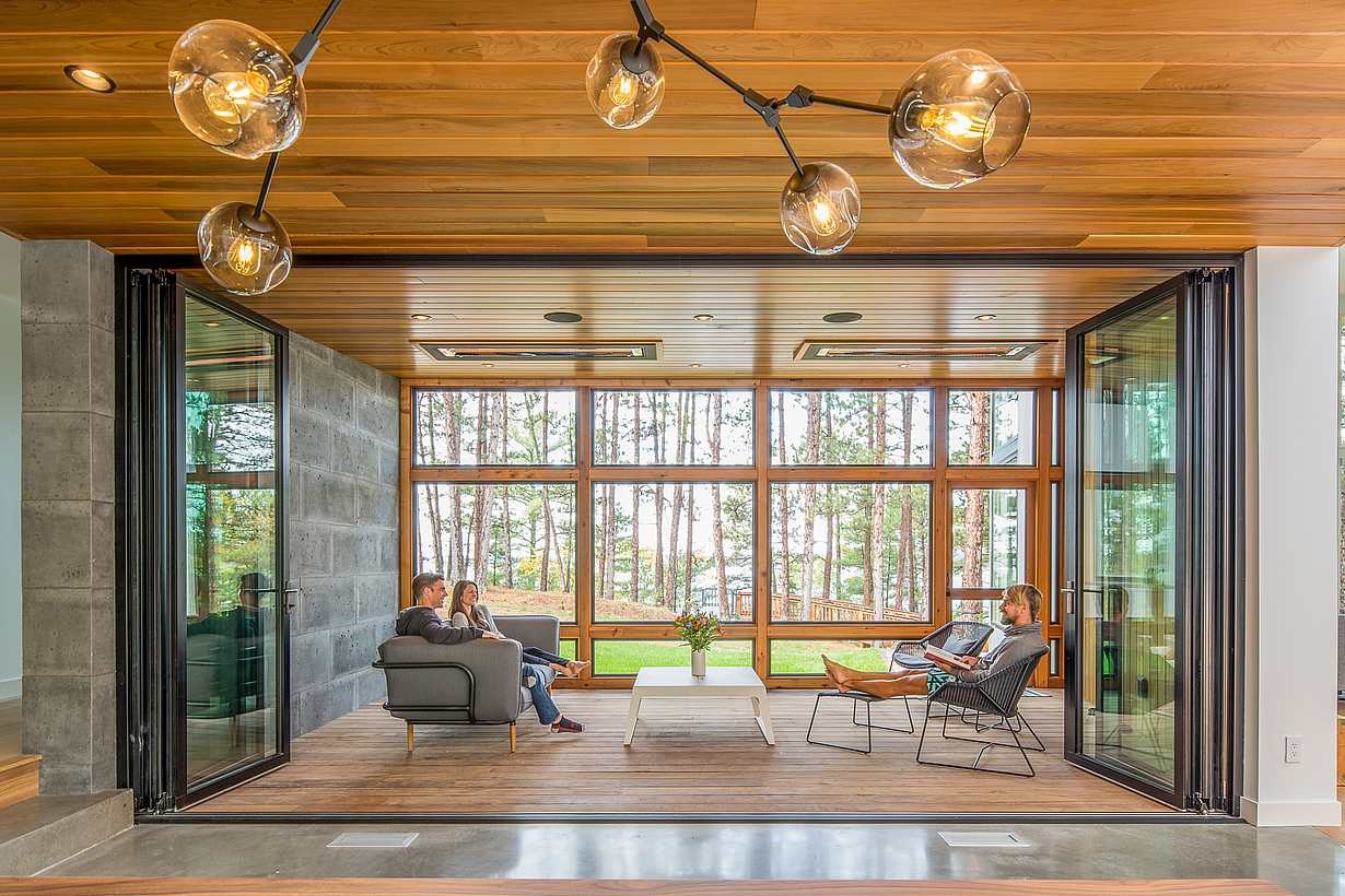 floor supported retractable glass walls