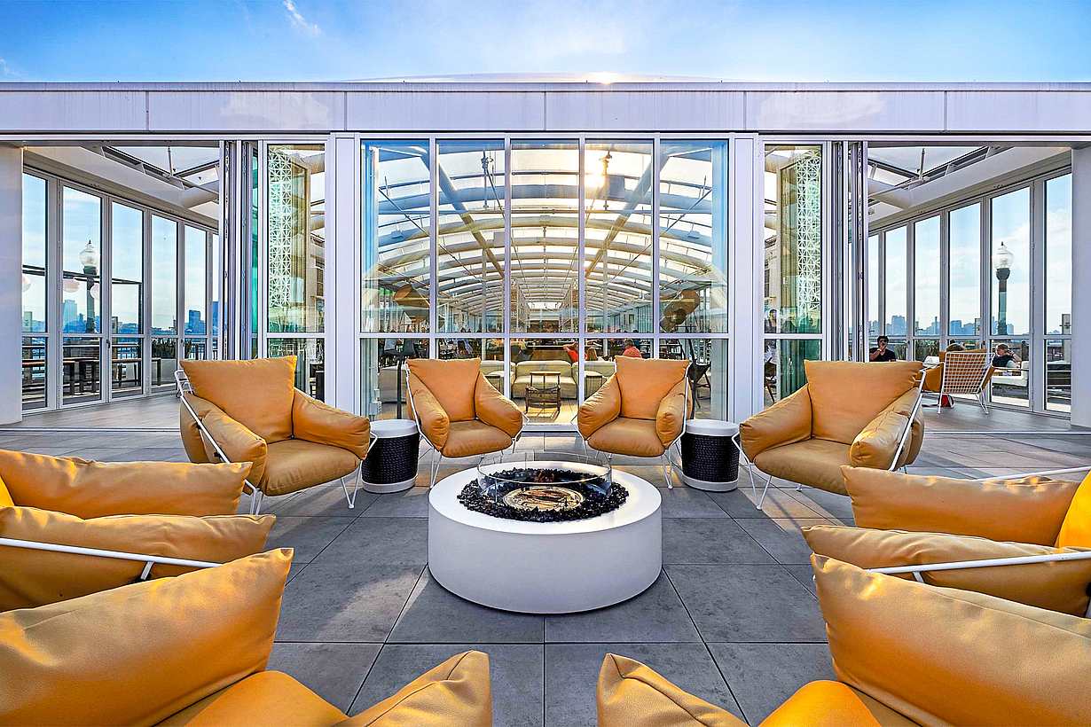 world record largest rooftop bar design with NanaWall folding glass walls