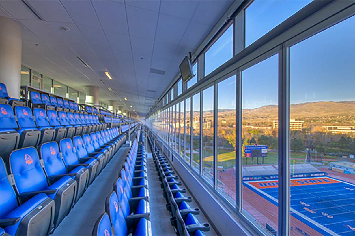 Boise State Bronco stadium stacking glass systems