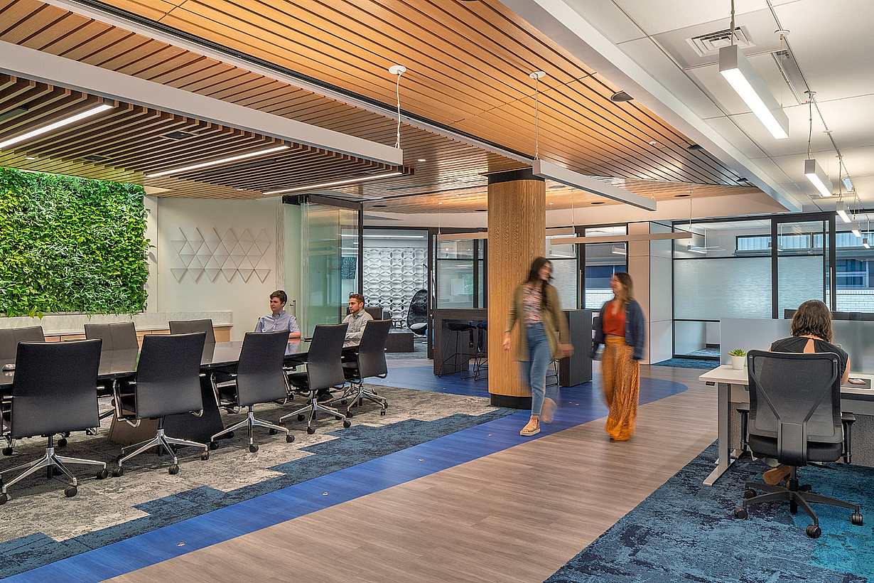 Conference room design with acoustic frameless glass partition system