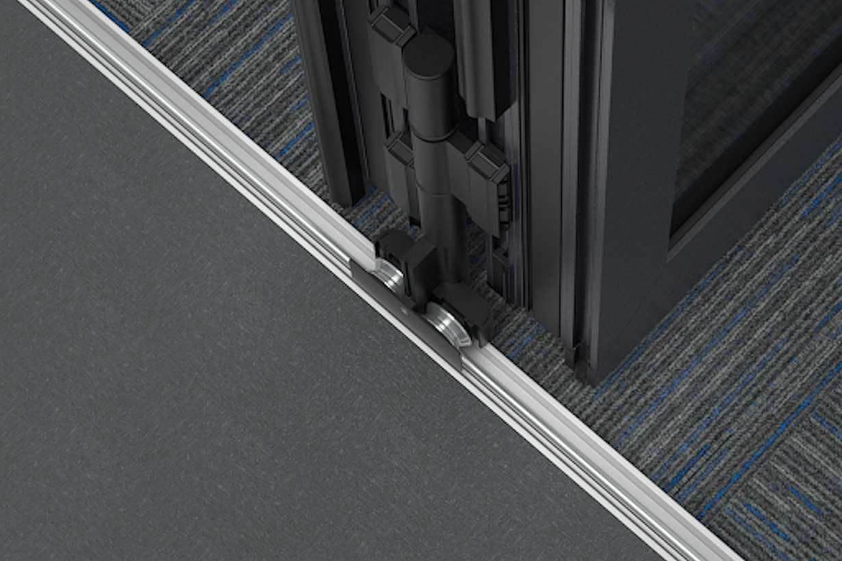 Generation 4 folding door systems with surface mounted flush sill