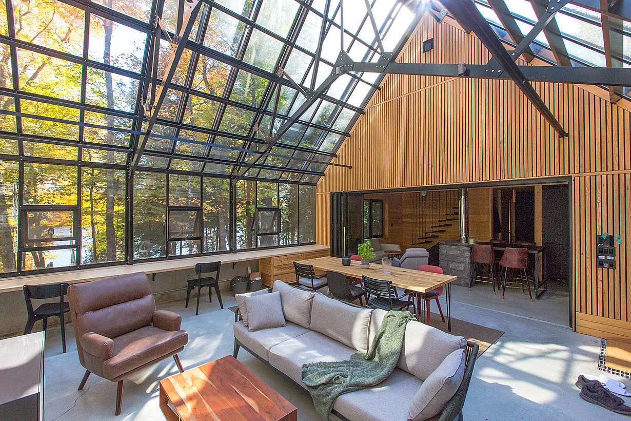 Aluminum framed bifolding glass doors