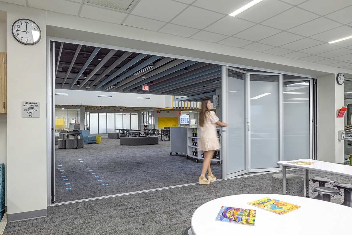 easy to operate folding glass doors for educational spaces