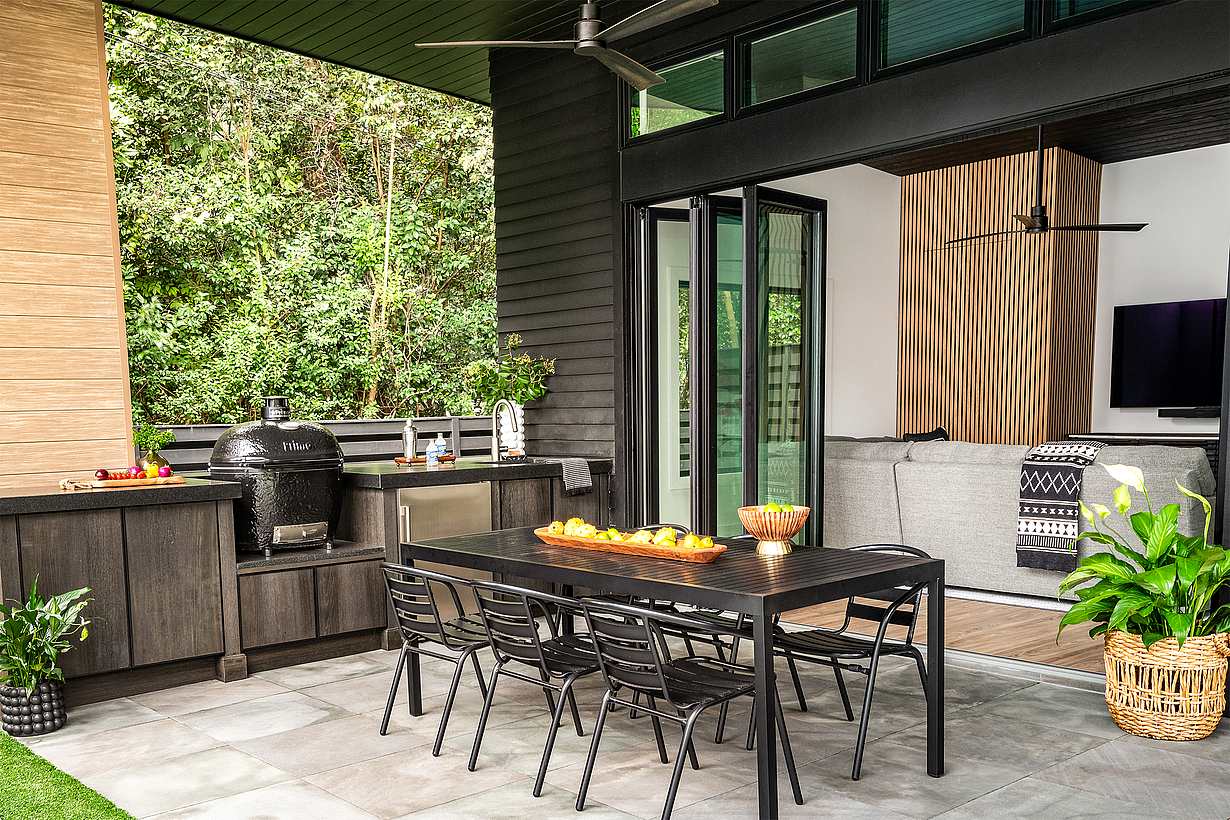 expert pool house design with NanaWall opening glass doors