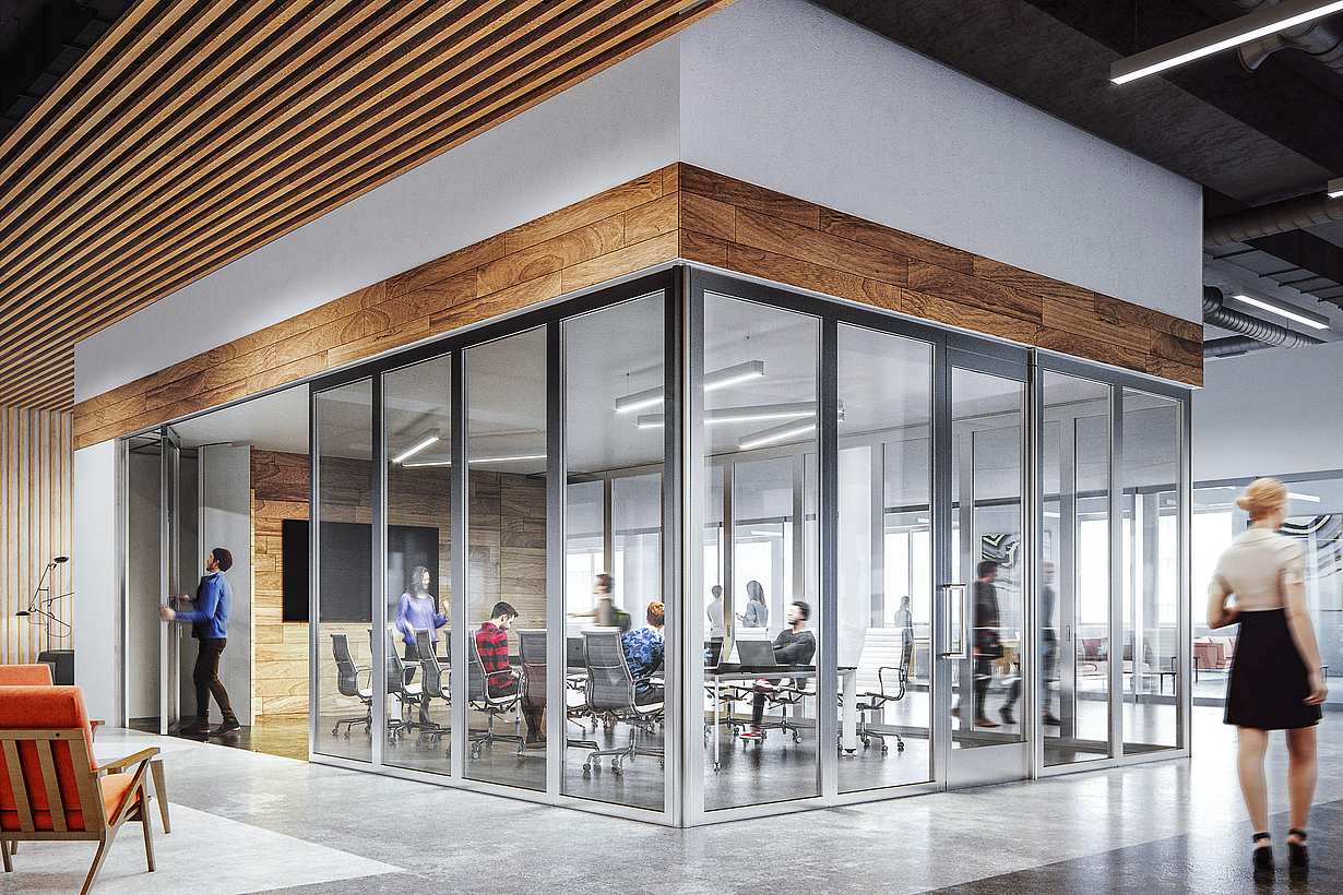 customizable stacking with NanaWall HSW Systems single track sliding glass walls in offices and more