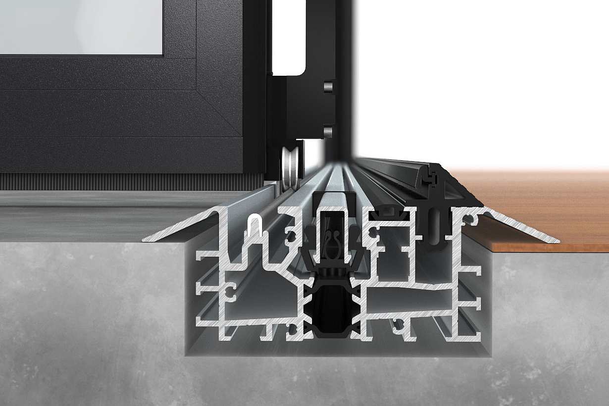 NanaWall Low Profile Saddle Sill with UniverSILL - Outswing Suggested Installation