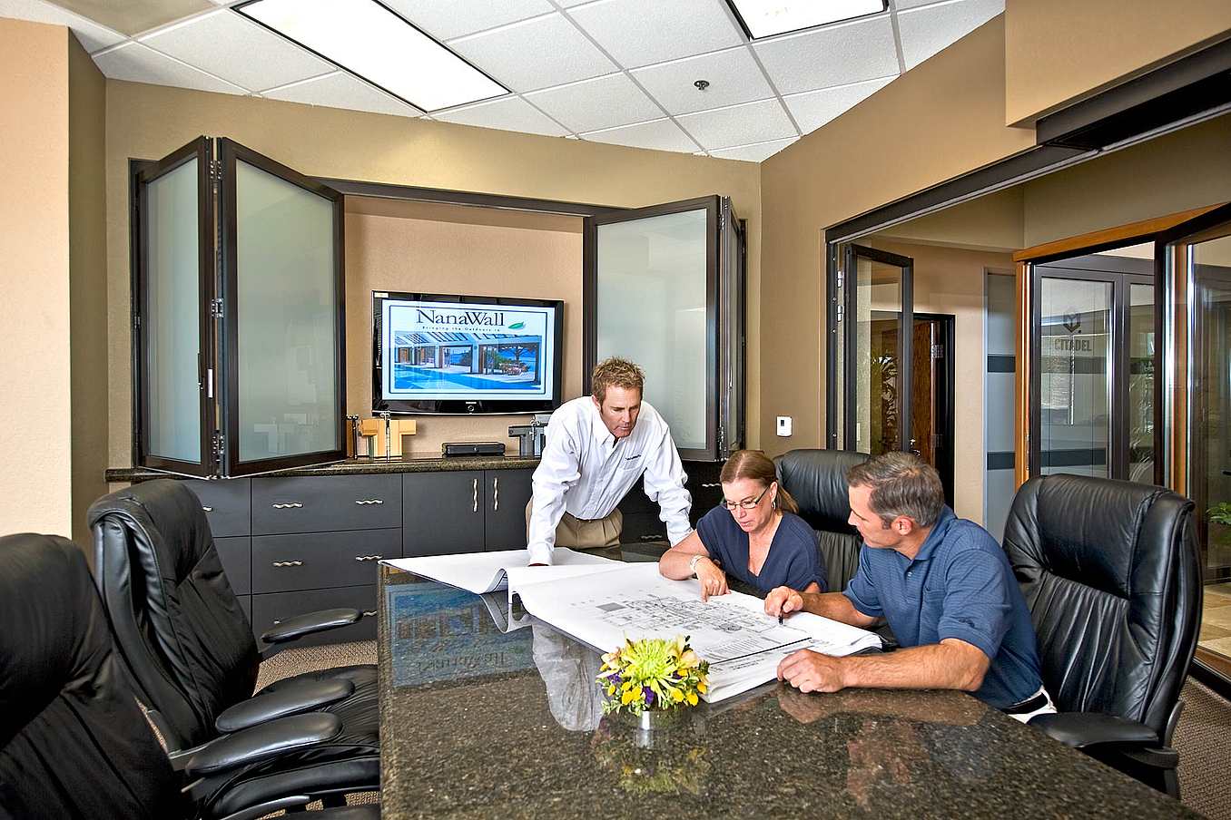 NanaWall sales reps review architectural plans and offer expert guidance on glass wall systems.