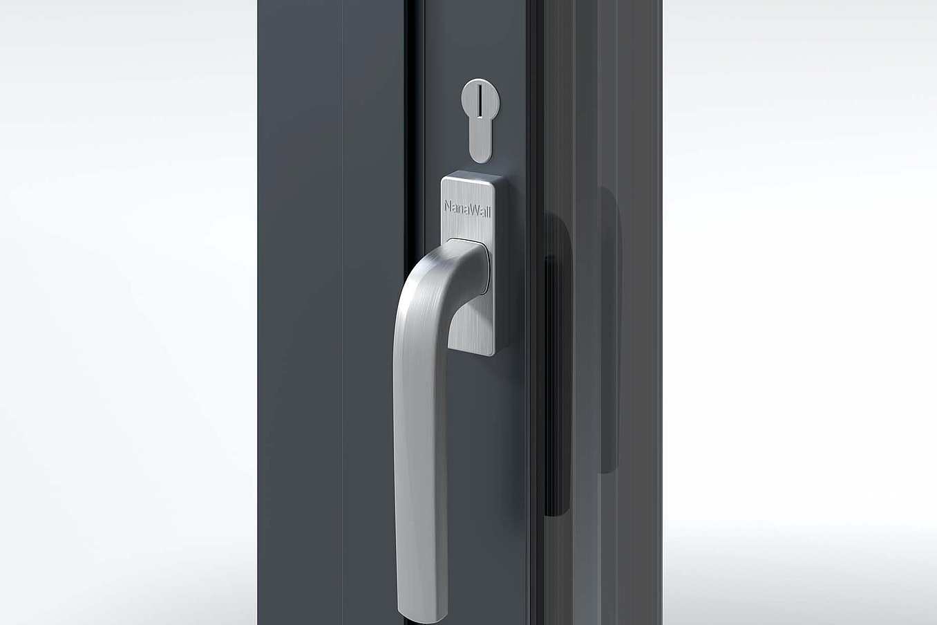 Silver Stainless Steel Two-Point Locking Handles | NanaWall NW MultiSlide 630