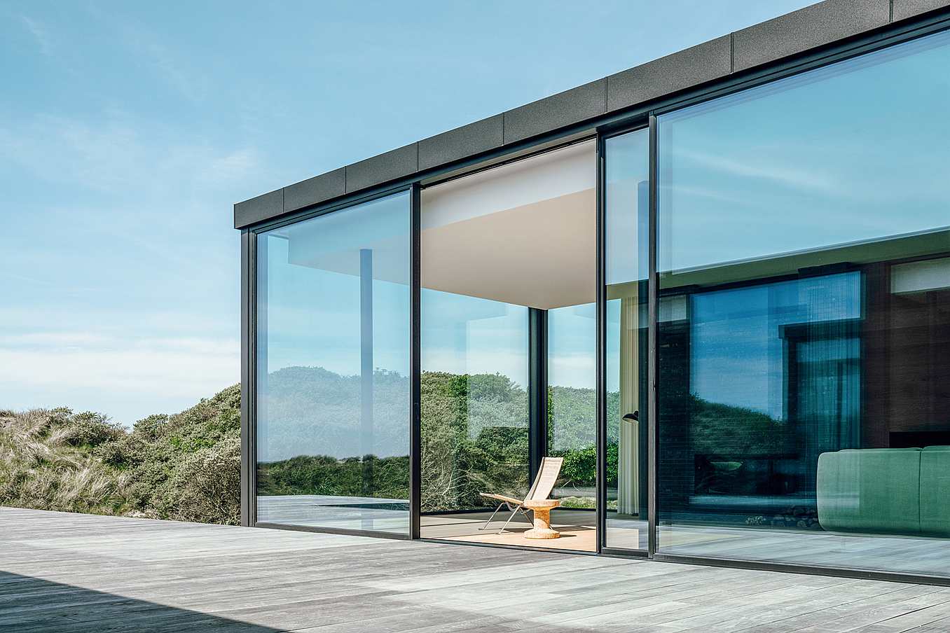 Large opening glass walls at Seaside Denmark 