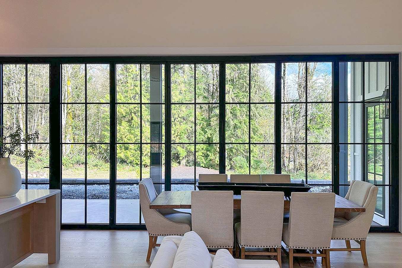 NanaWall system at Mission, BC with steel-effect finish, combining modern industrial aesthetics, thermal break technology, and custom color options