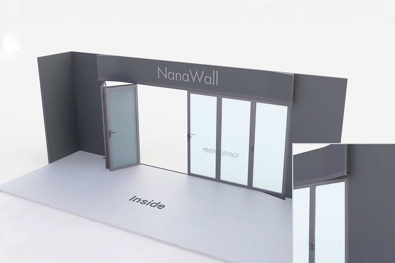 NanaWall FoldFlat configuration: 6-panel folding glass door, inward opening; 3 panels fold left and 3 panels fold right (FF i3L3R)