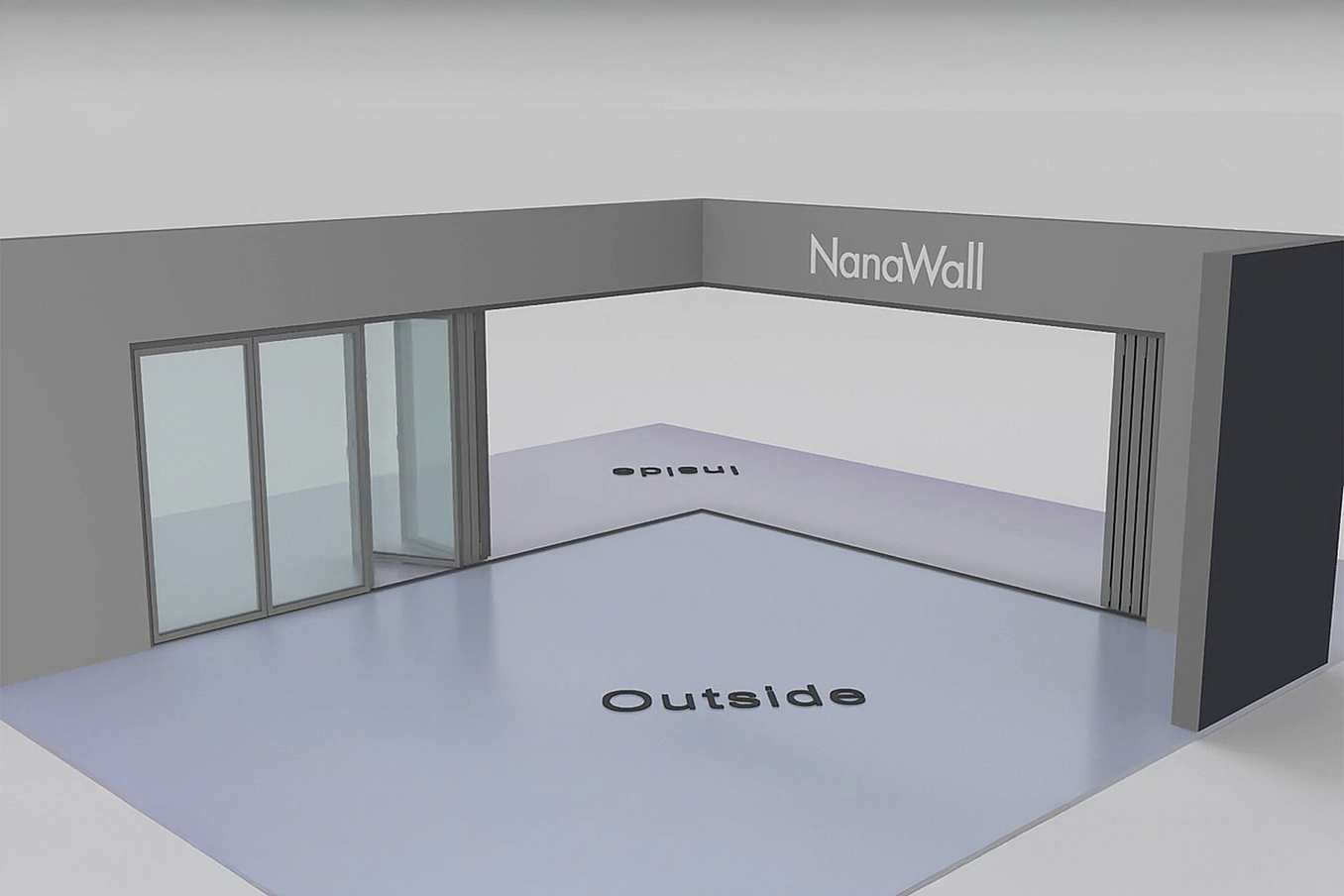 NanaWall open-corner configuration: 11-panel folding glass door, inward opening; 5 panels fold left and 6 panels fold right (i5L6R)