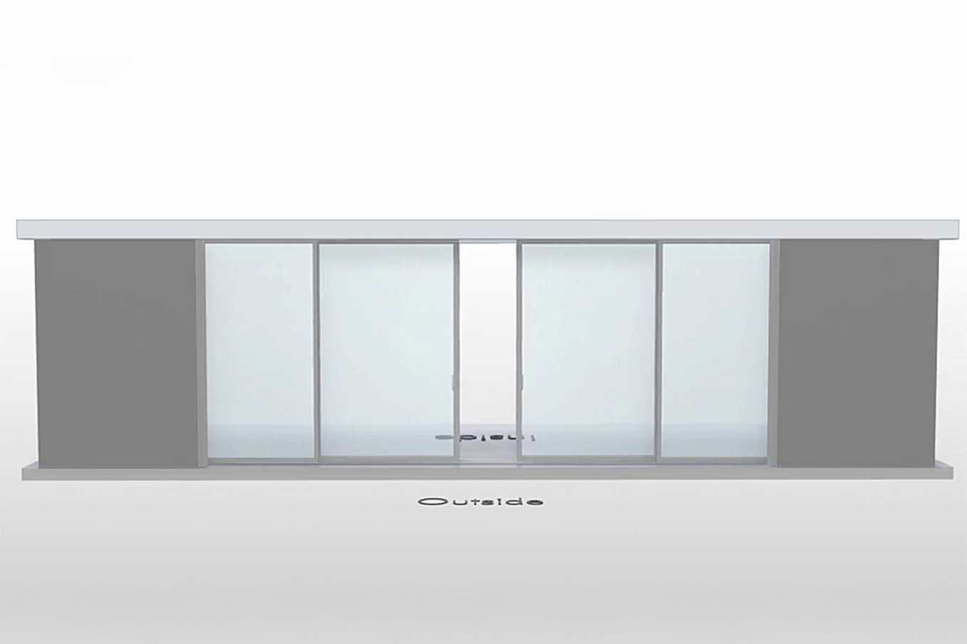 NanaWall Cero III pocketing configuration: 6-panel sliding glass wall with panels sliding and pocketing into concealed wall pockets on both sides (PXXXXP)