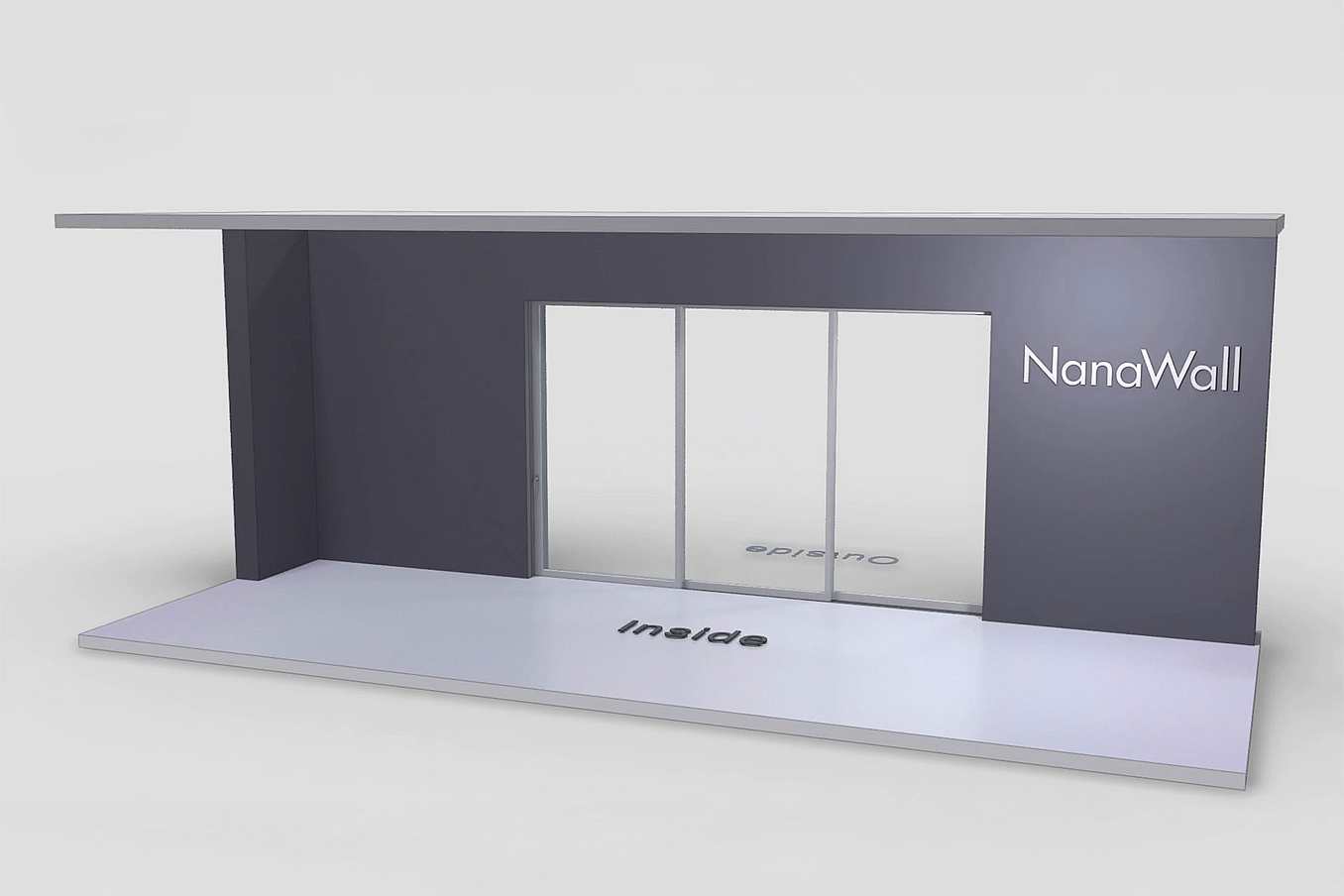 NanaWall MultiSlide 630 pocketing configuration: 3-panel sliding glass wall with panels sliding and pocketing into a concealed wall pocket on the right side (XXXP)