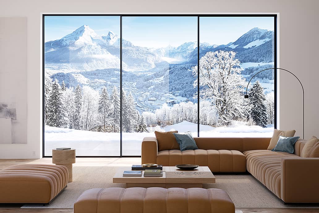 cero minimal sliding glass walls in a residential living space
