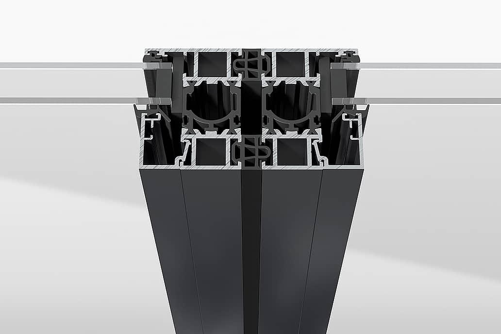 NanaWall aluminum frame cross section with patented Bionic Turtle thermal break for enhanced insulation and slim profiles