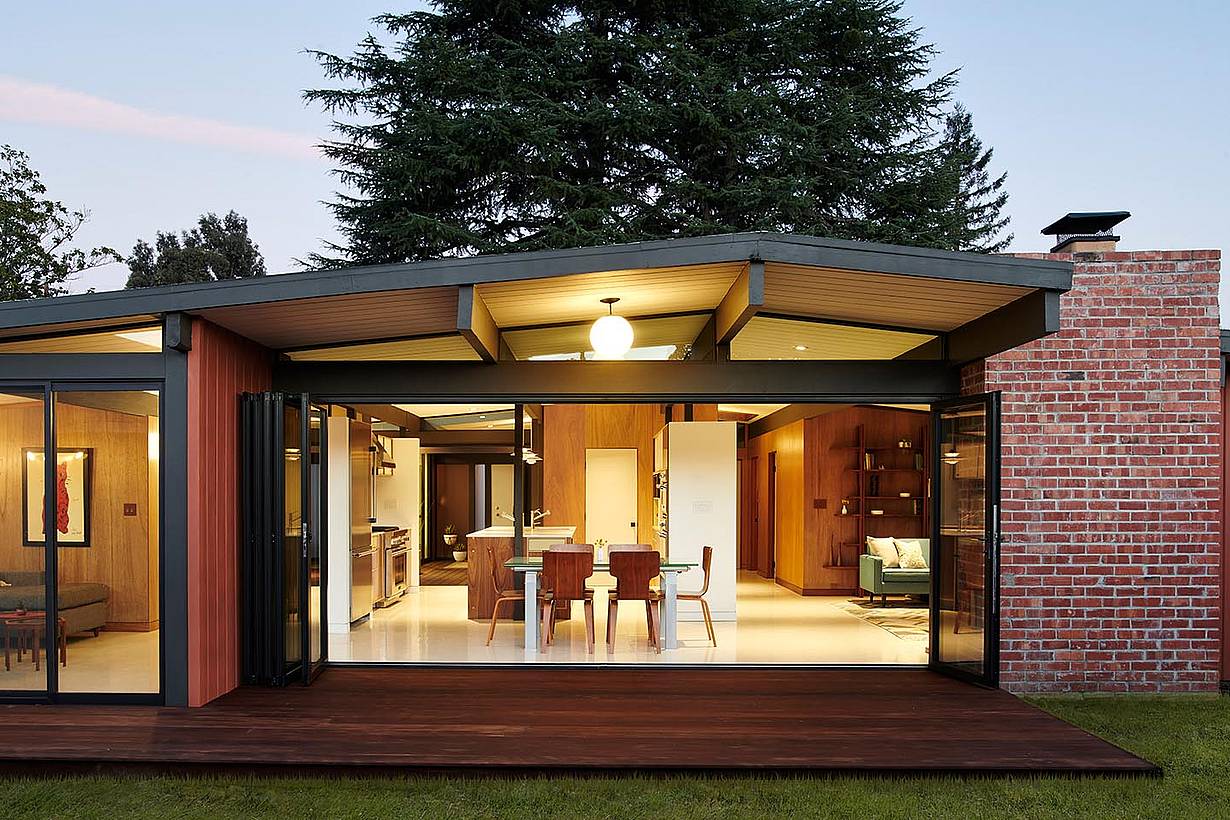 house remodel with folding glass wall system