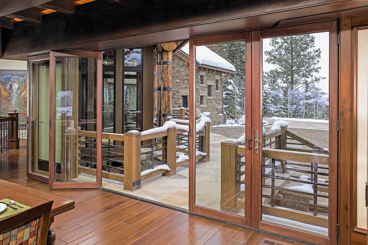 energy-efficient wood framed sliding glass wall