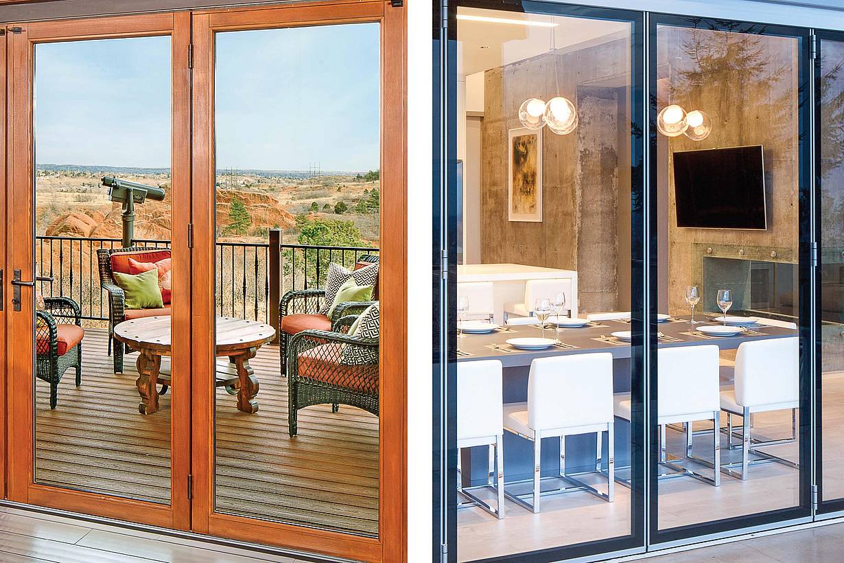 wood framed vs. aluminum framed opening glass walls