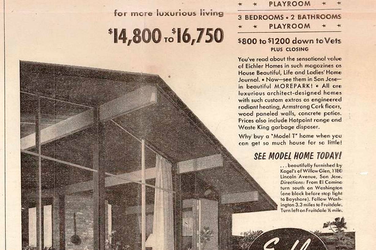 Eichler homes comes to San Jose Morepark original advertisement 