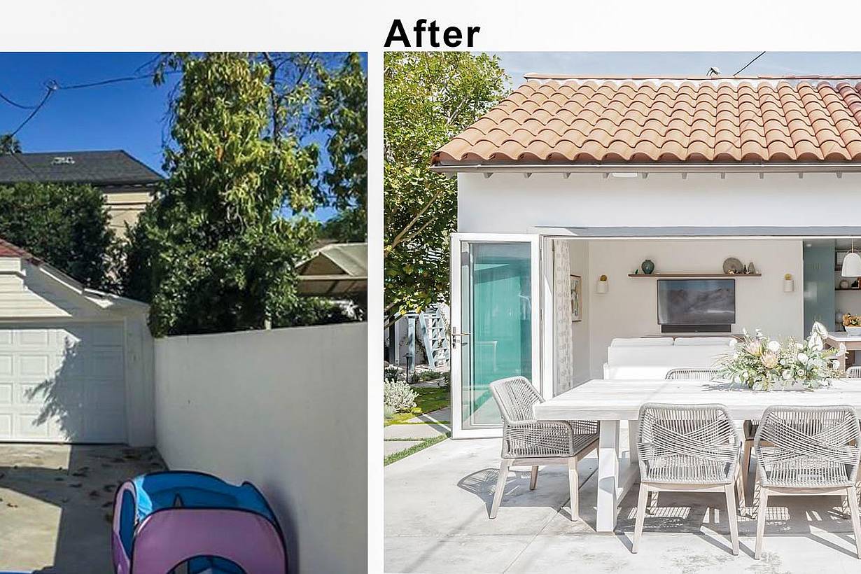 garage renovation turns into ADU office and guest room