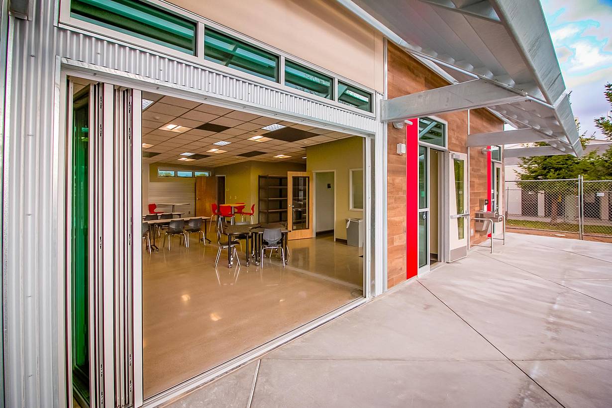 STEM classroom design exterior and interior glass walls