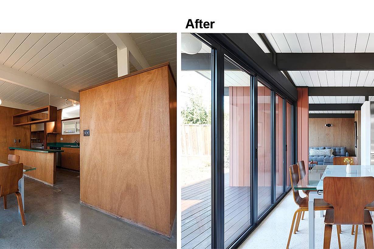 eichler home renovation with retractable patio doors