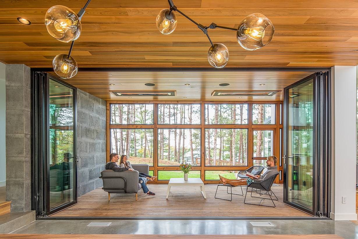 floor supported retractable glass walls